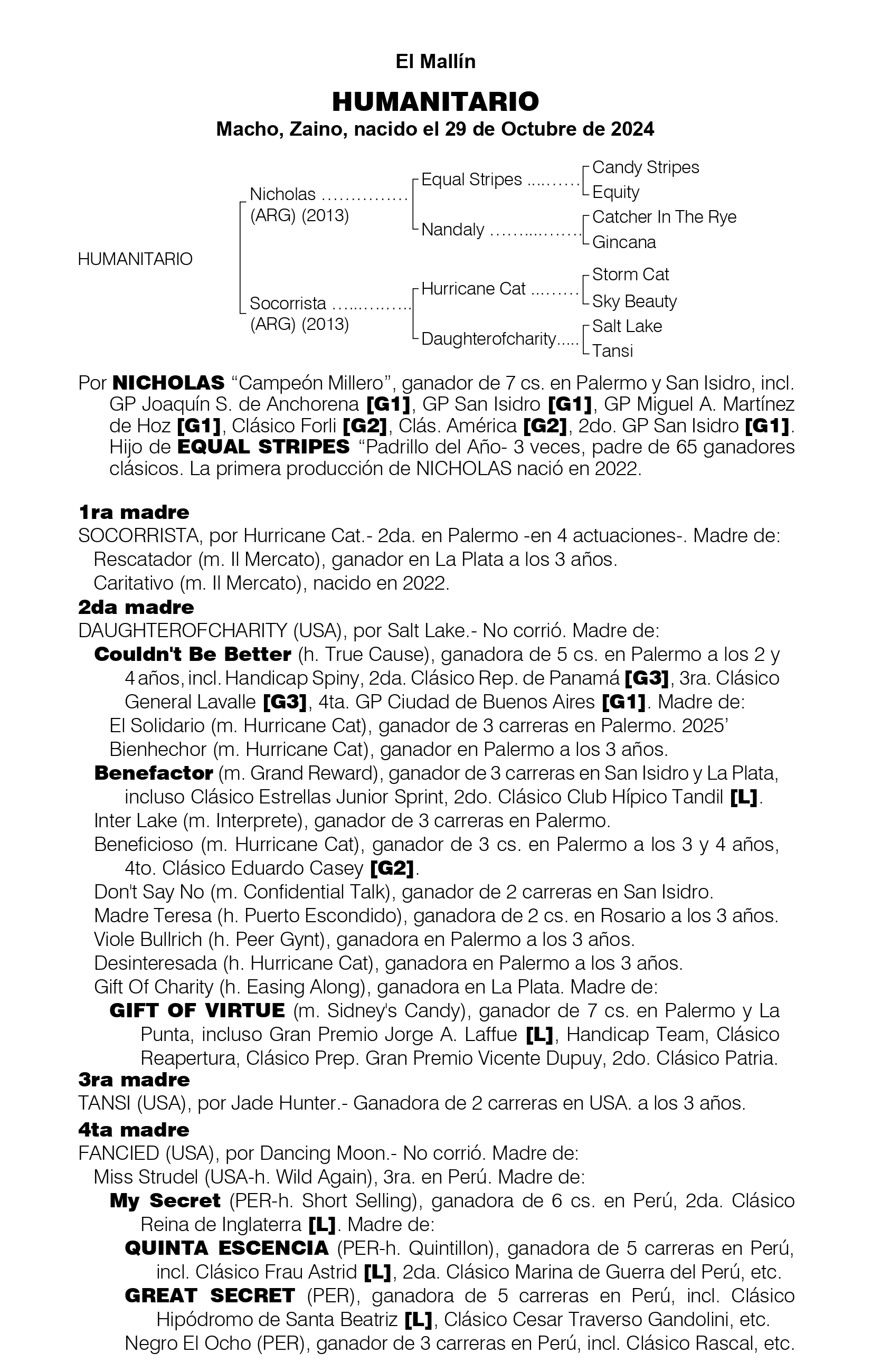 Pedigree HUMANITARIO