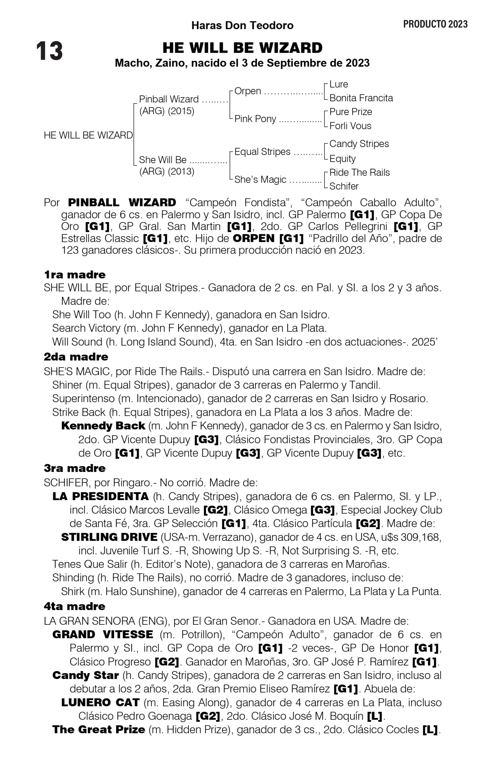 Pedigree HE WILL BE WIZARD