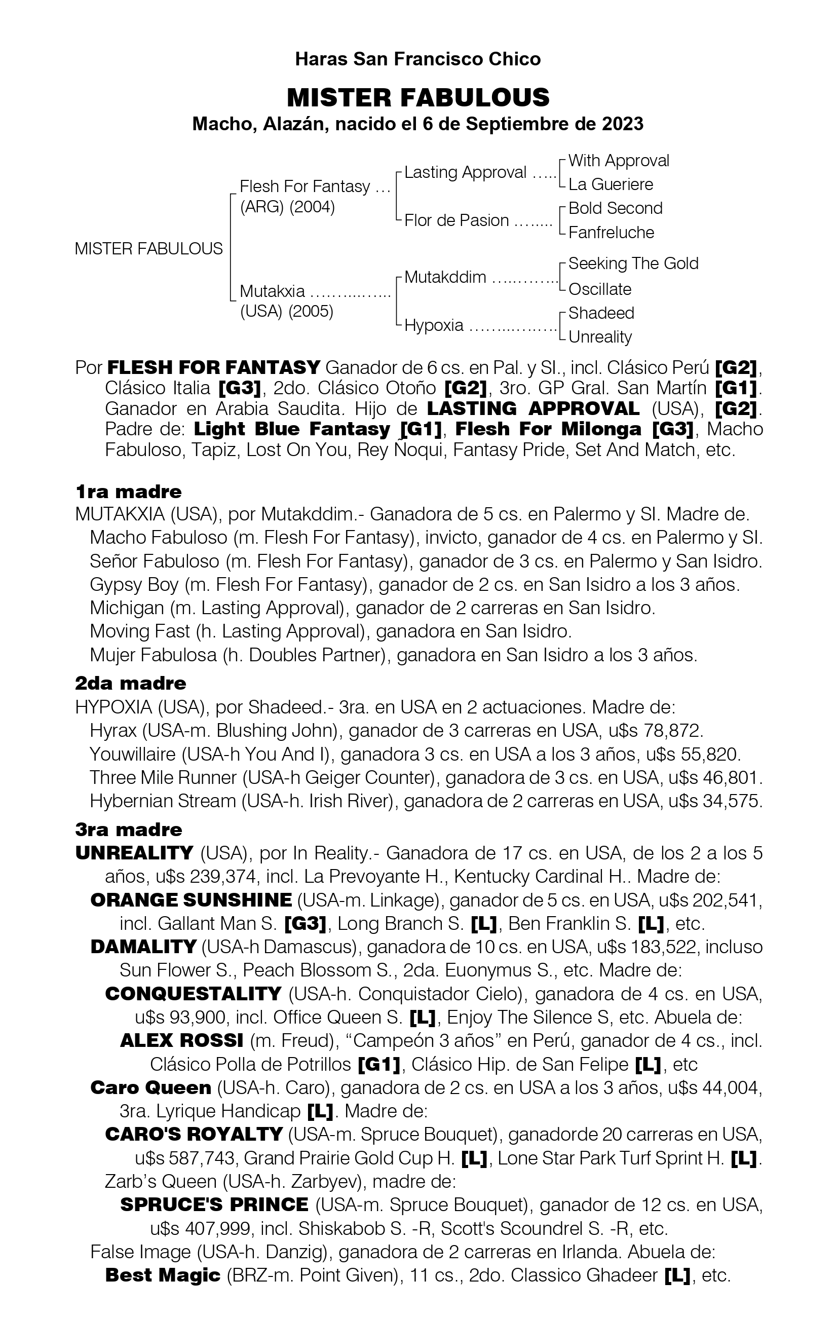 Pedigree MISTER FABULOUS