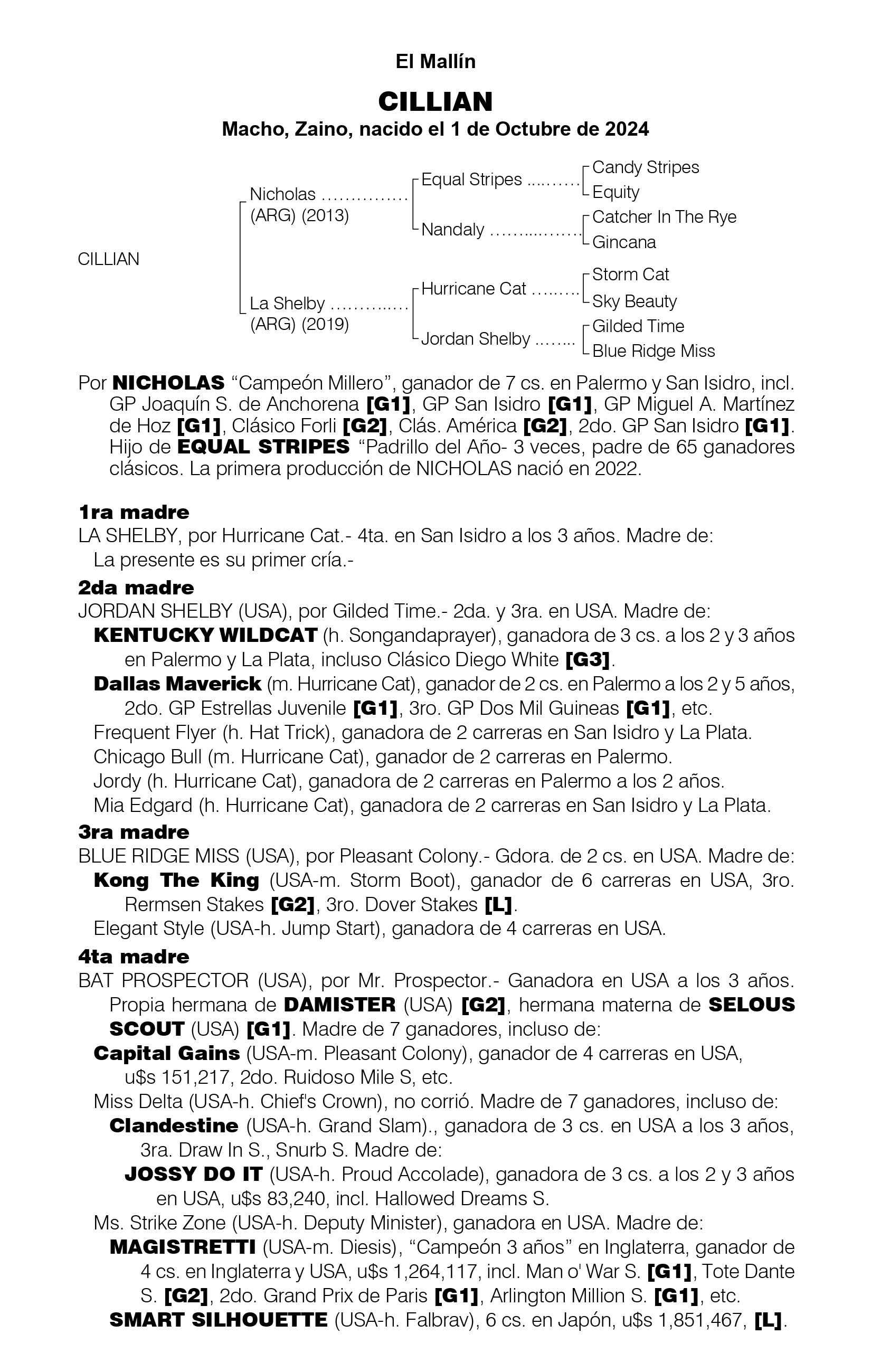 Pedigree CILLIAN