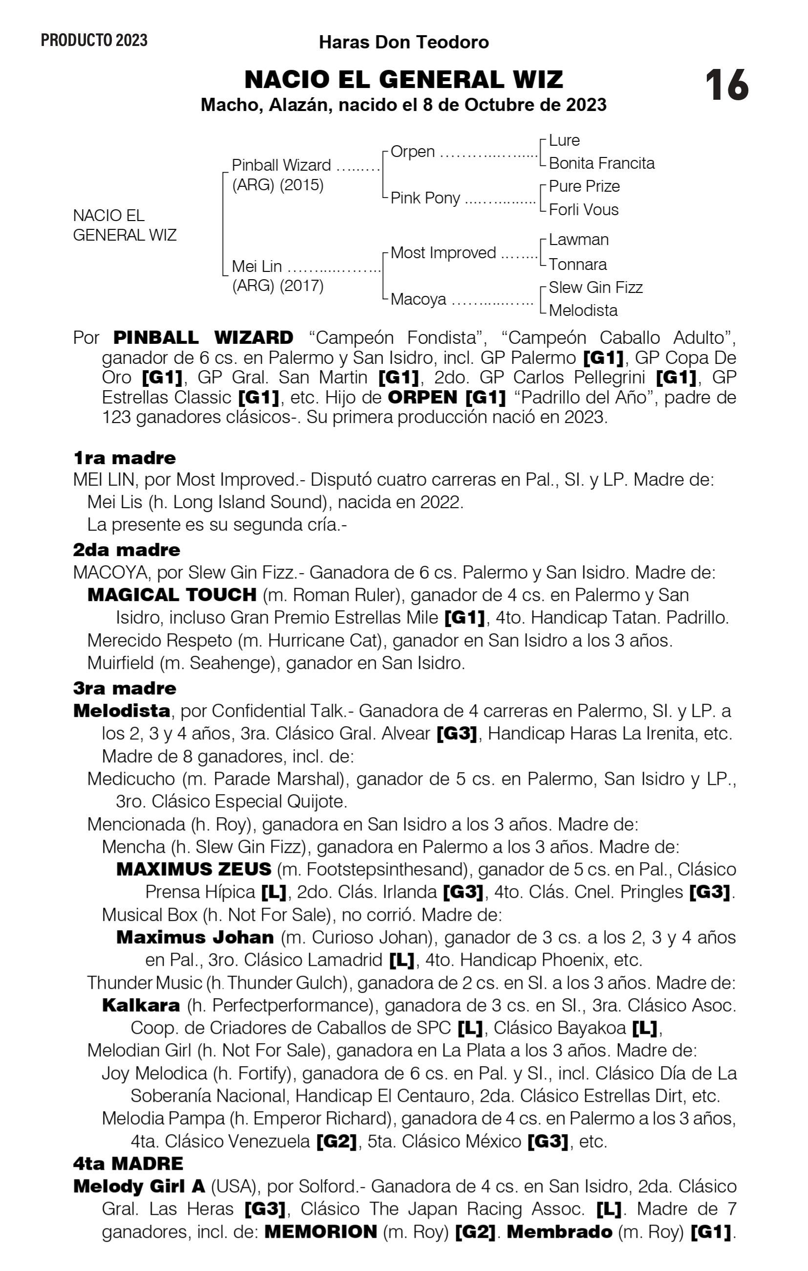 Pedigree NACIO EL GENERAL WIZ