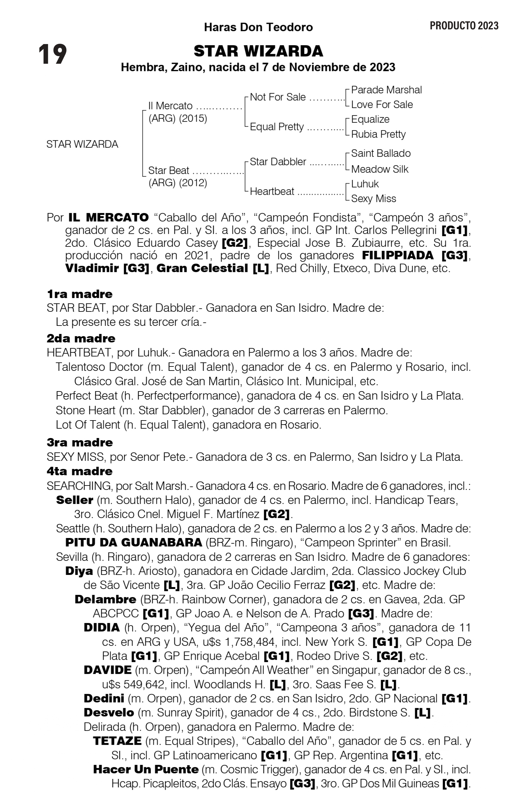 Pedigree STAR WIZARDA