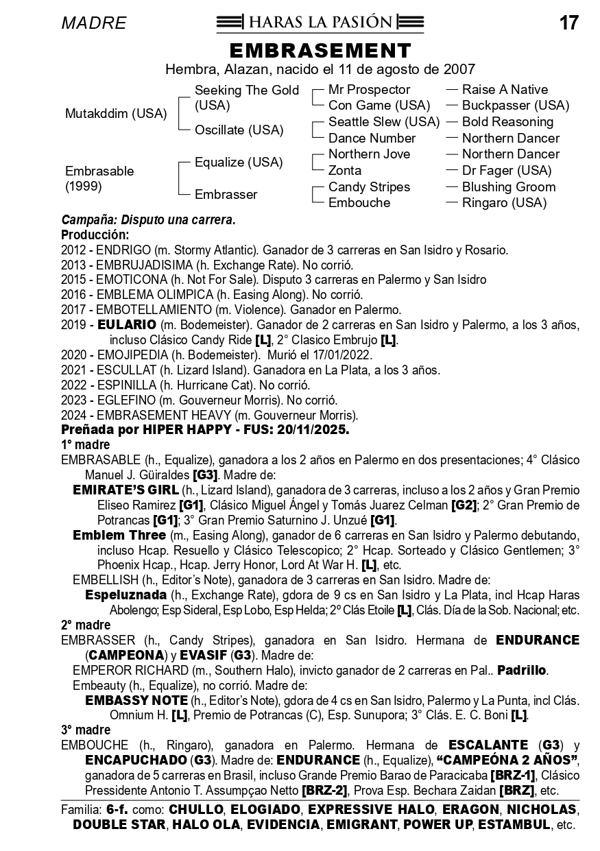 Pedigree EMBRASEMENT