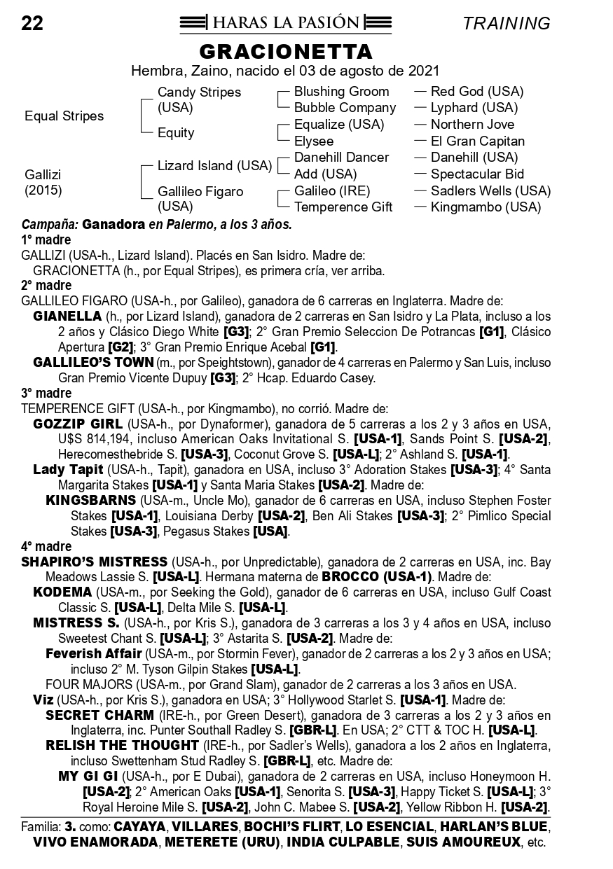 Pedigree GRACIONETTA