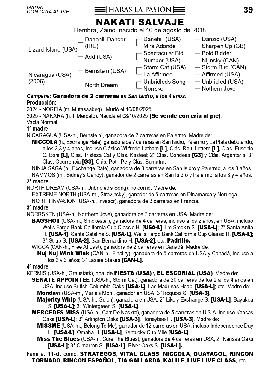 Pedigree NAKATI SALVAJE