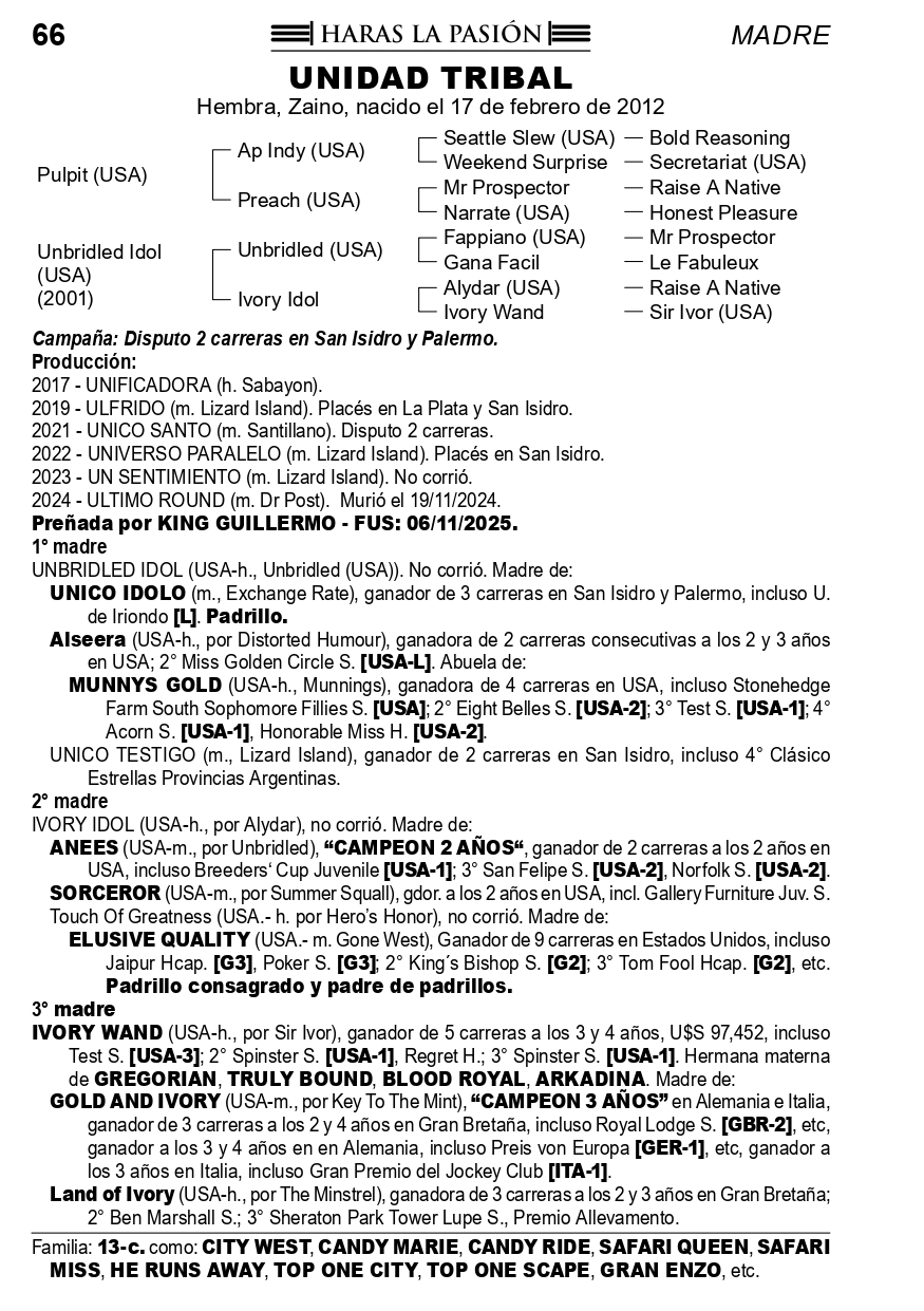 Pedigree UNIDAD TRIBAL