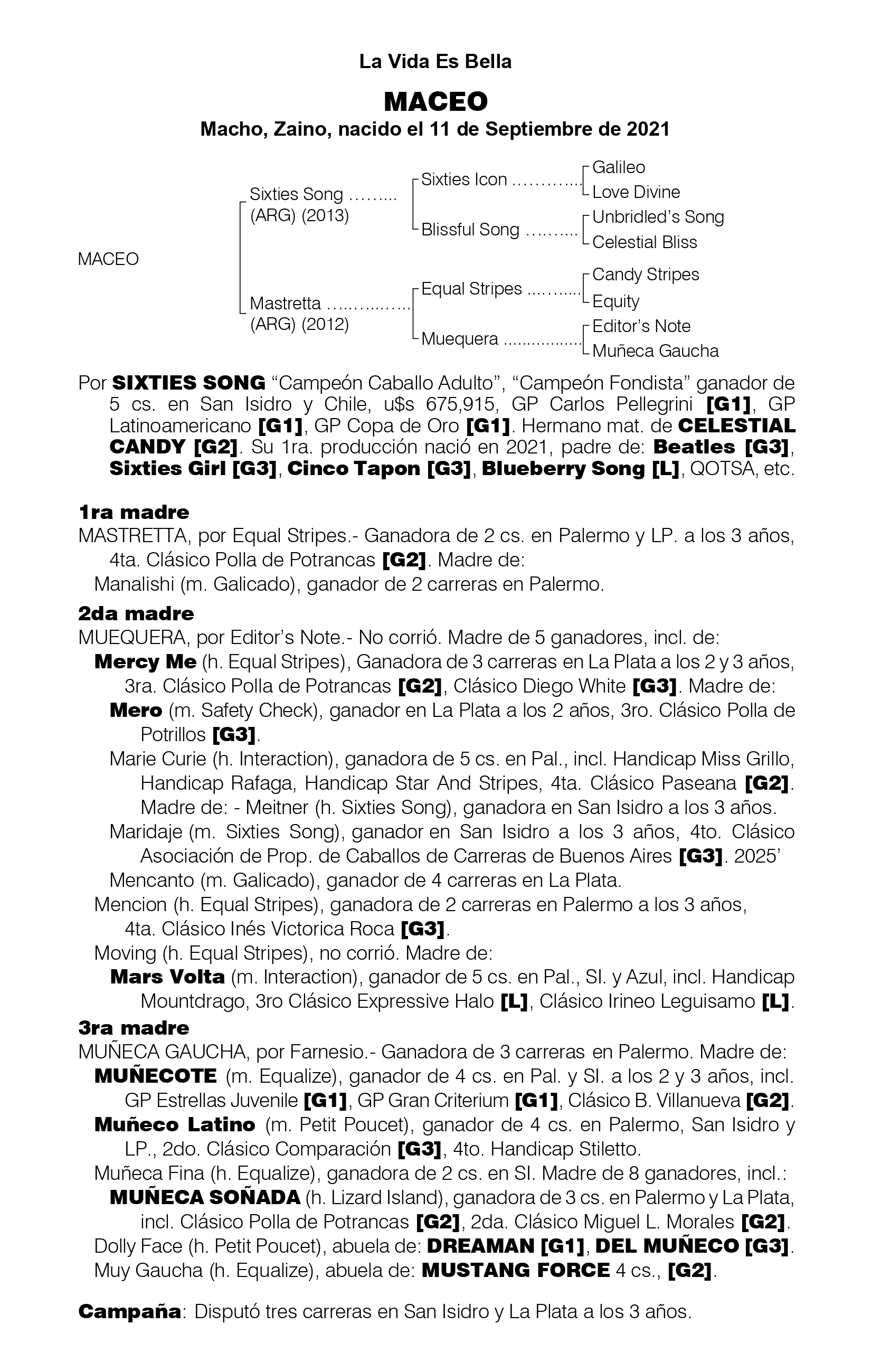 Pedigree MACEO