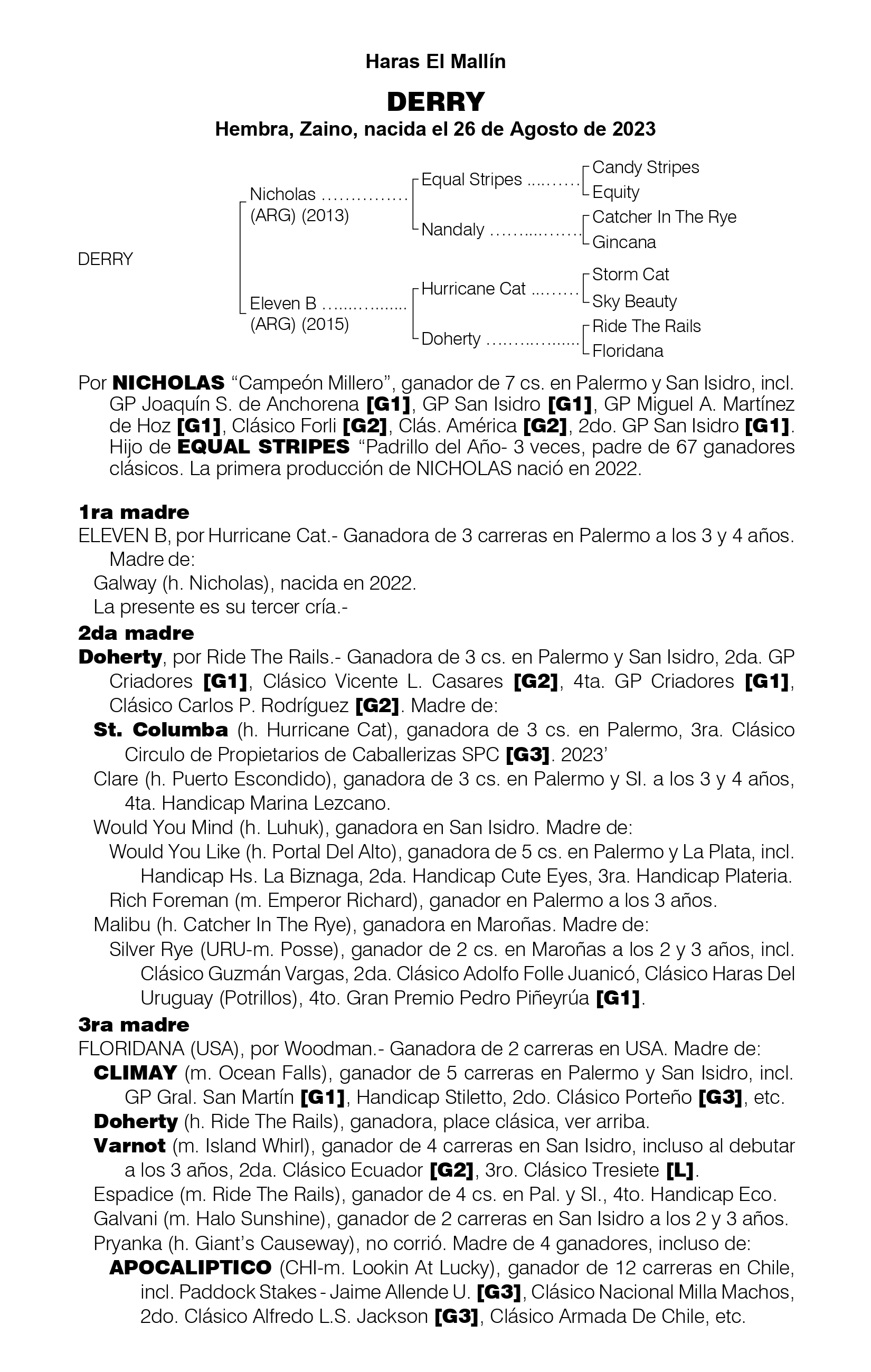 Pedigree DERRY