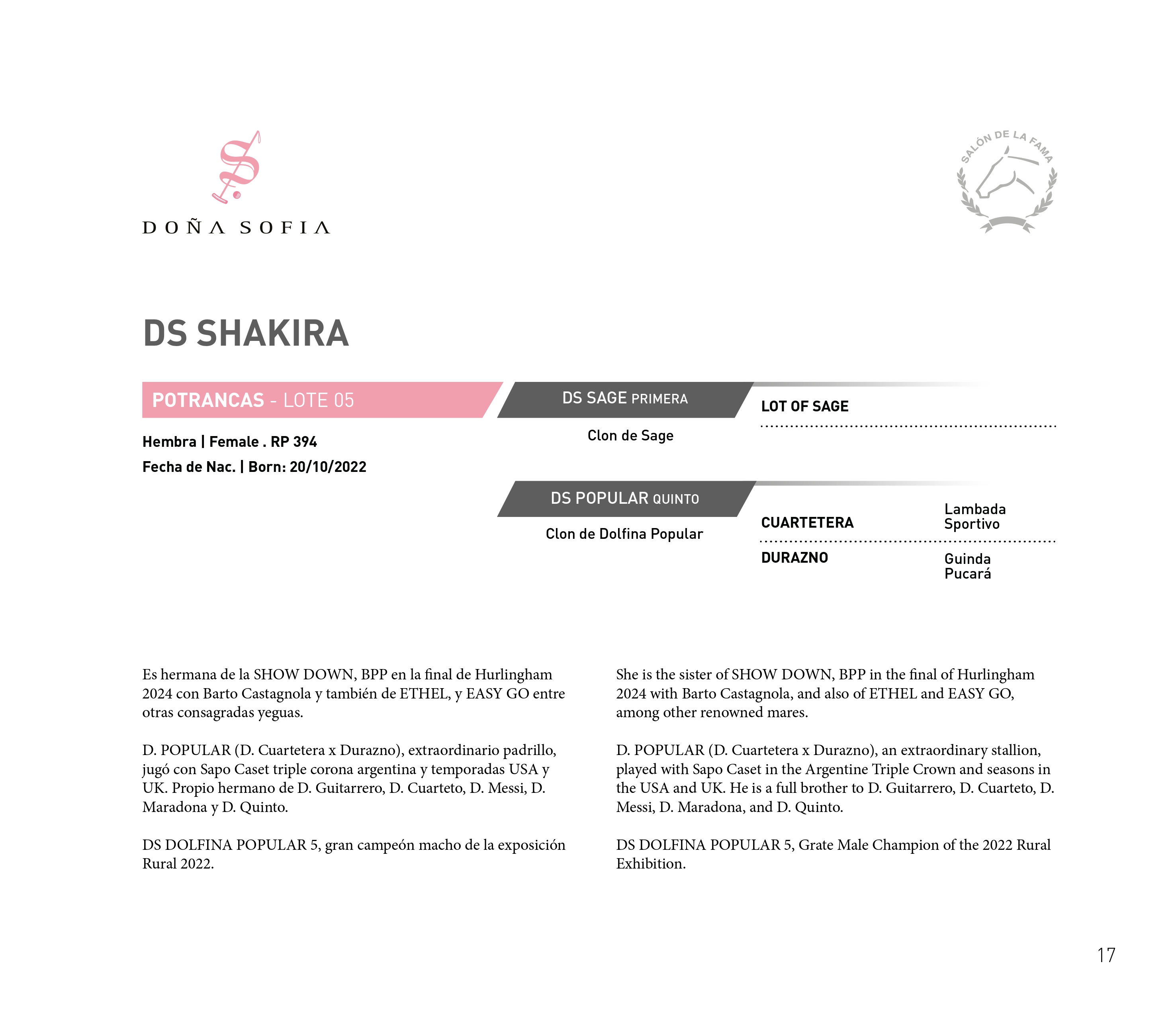 Pedigree DS SHAKIRA