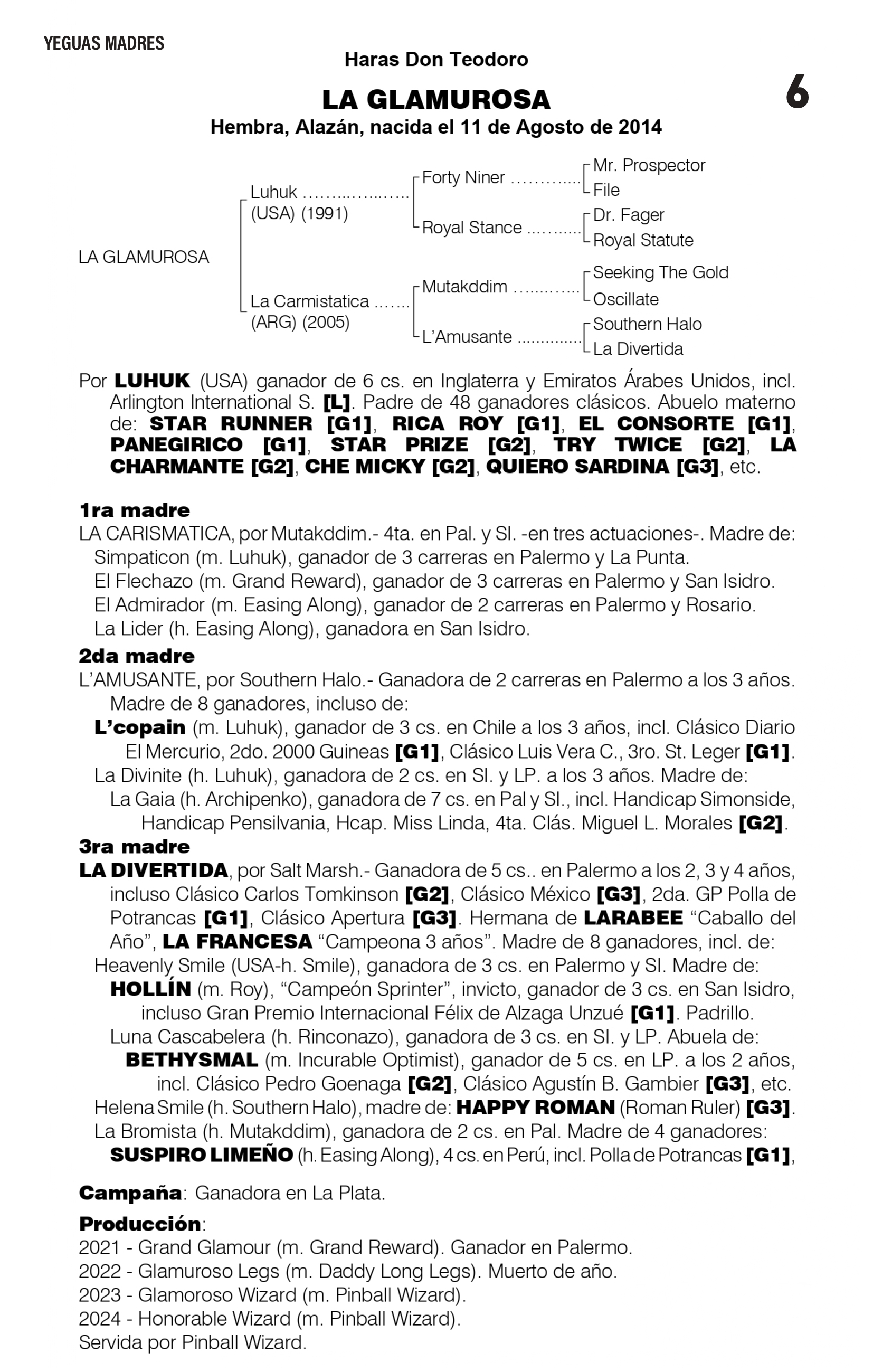 Pedigree LA GLAMUROSA