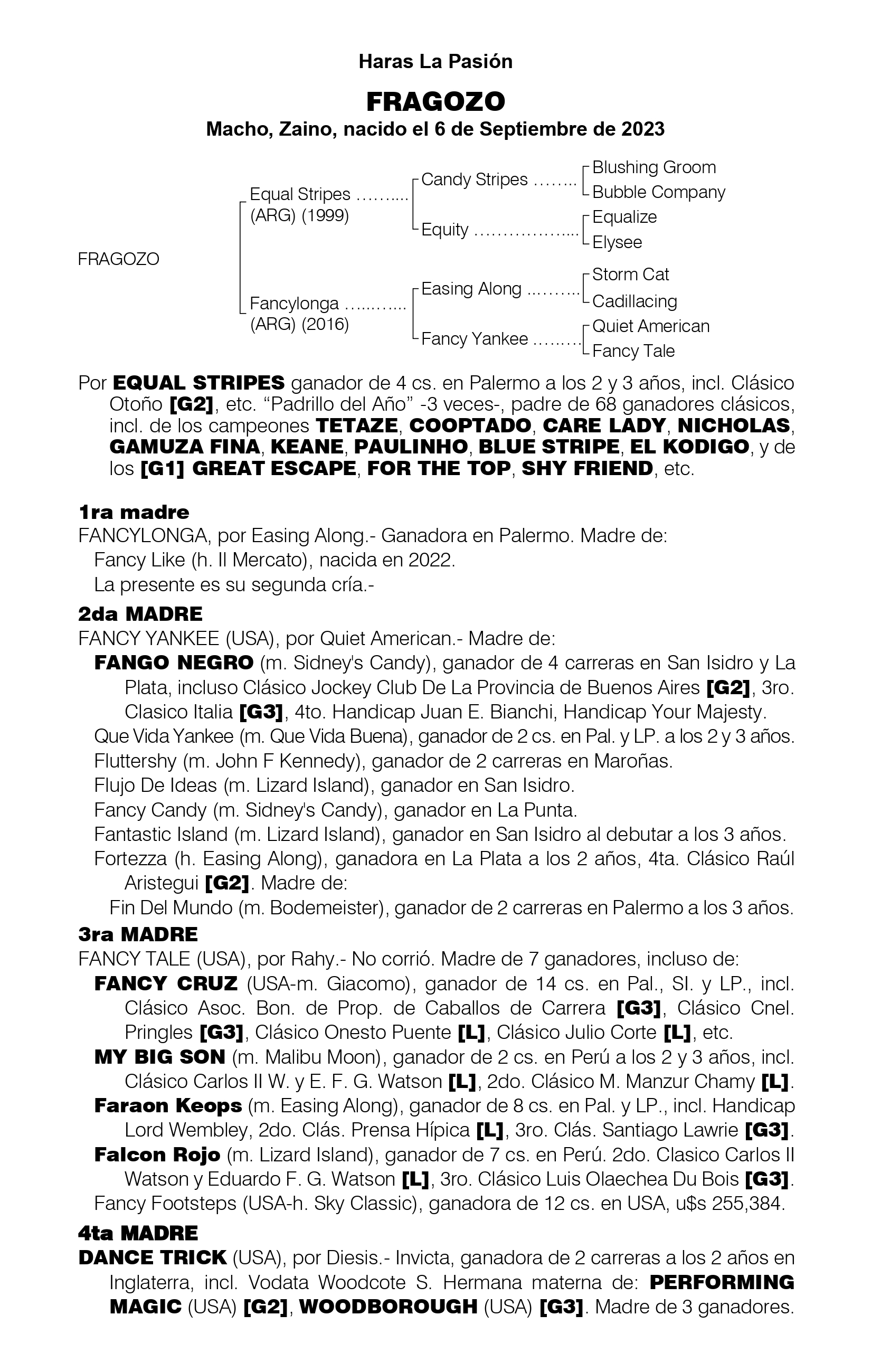 Pedigree FRAGOZO