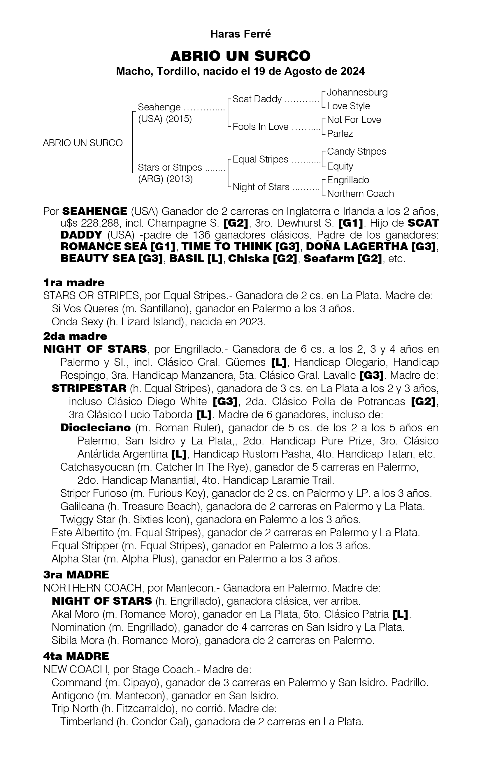 Pedigree ABRIO UN SURCO