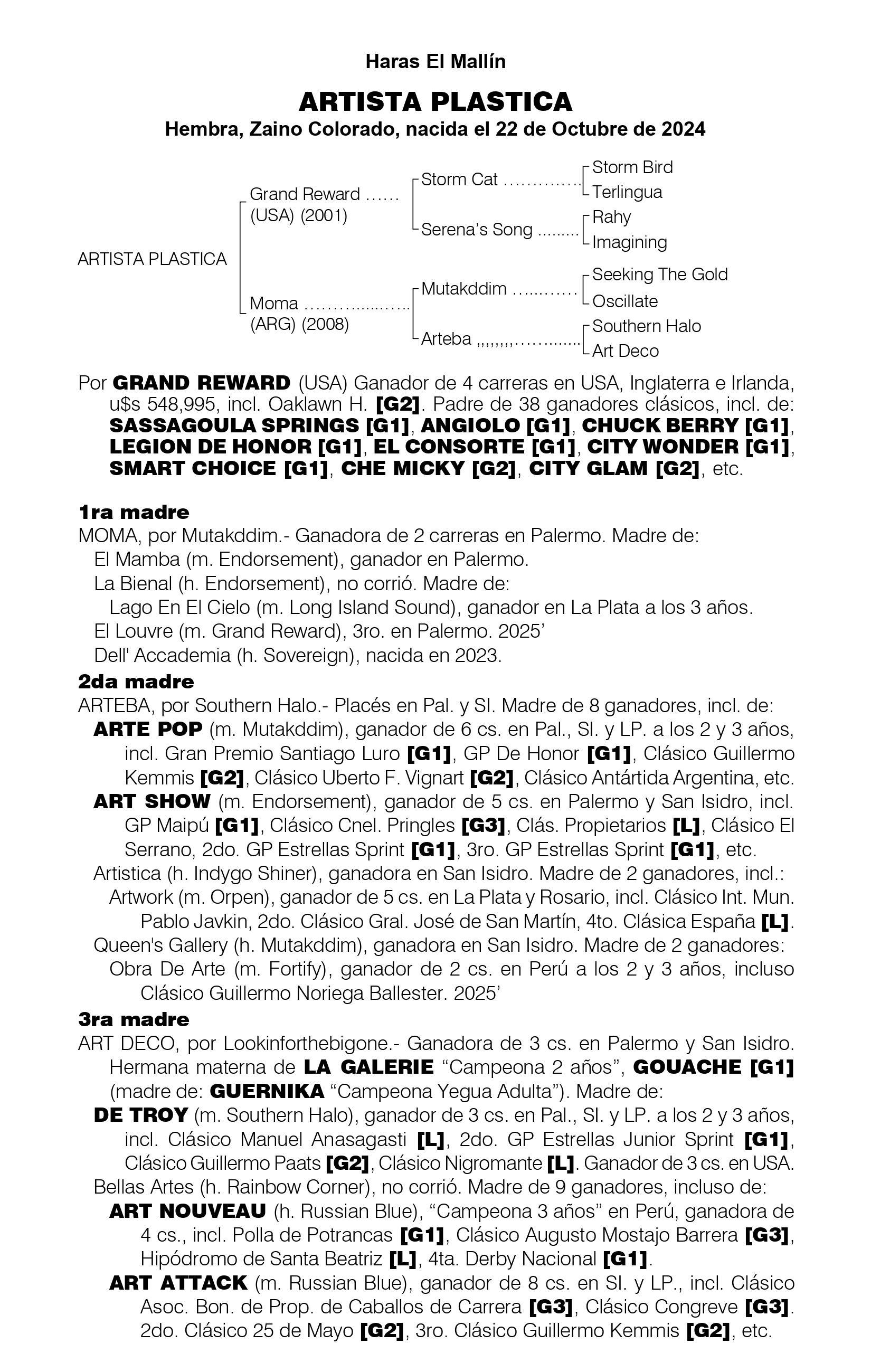 Pedigree ARTISTA PLASTICA