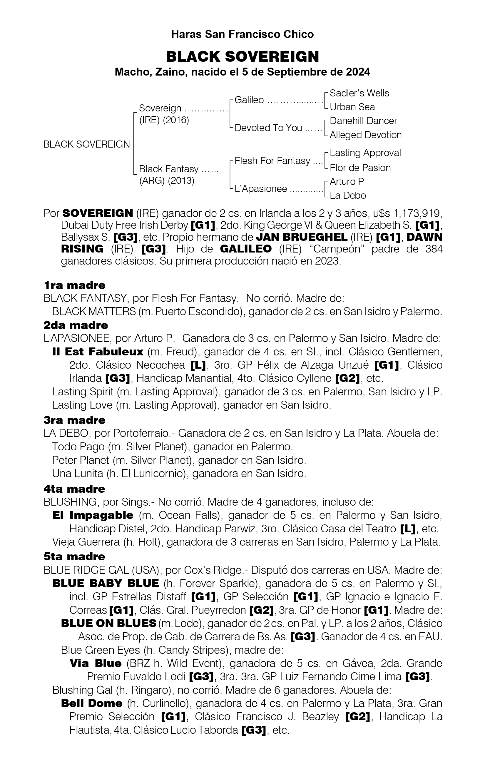 Pedigree BLACK SOVEREIGN