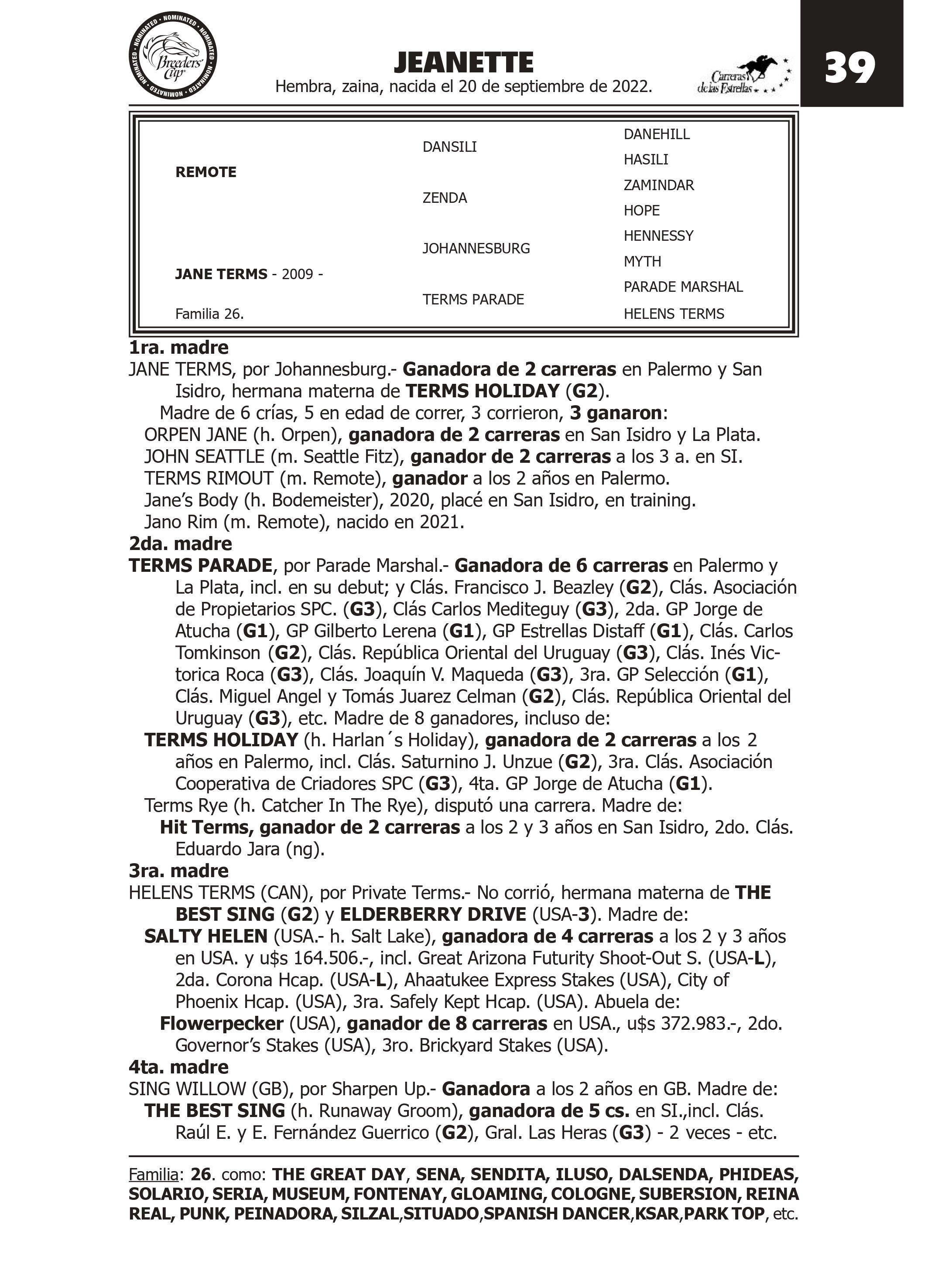 Pedigree JEANETTE