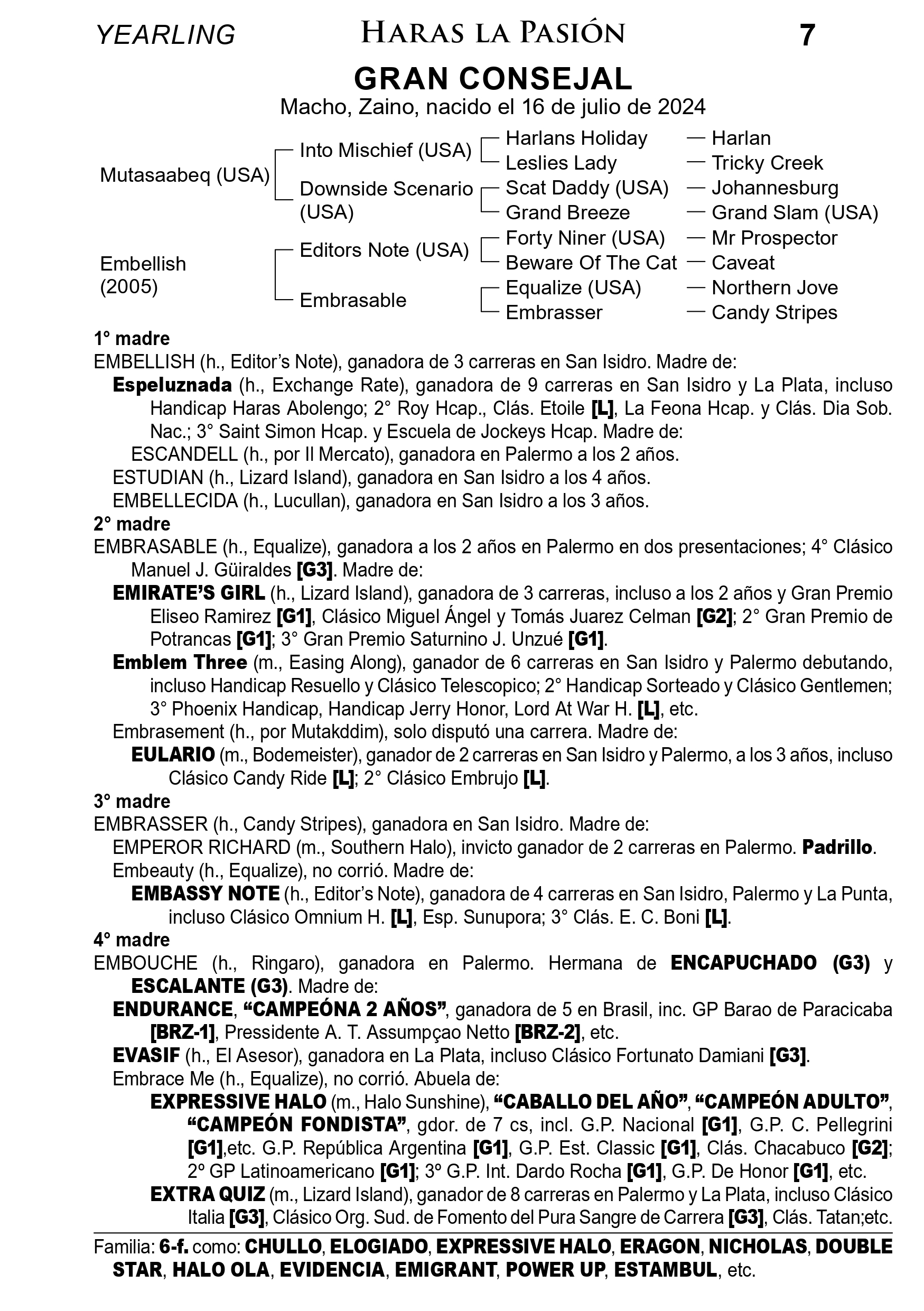 Pedigree GRAN CONSEJAL