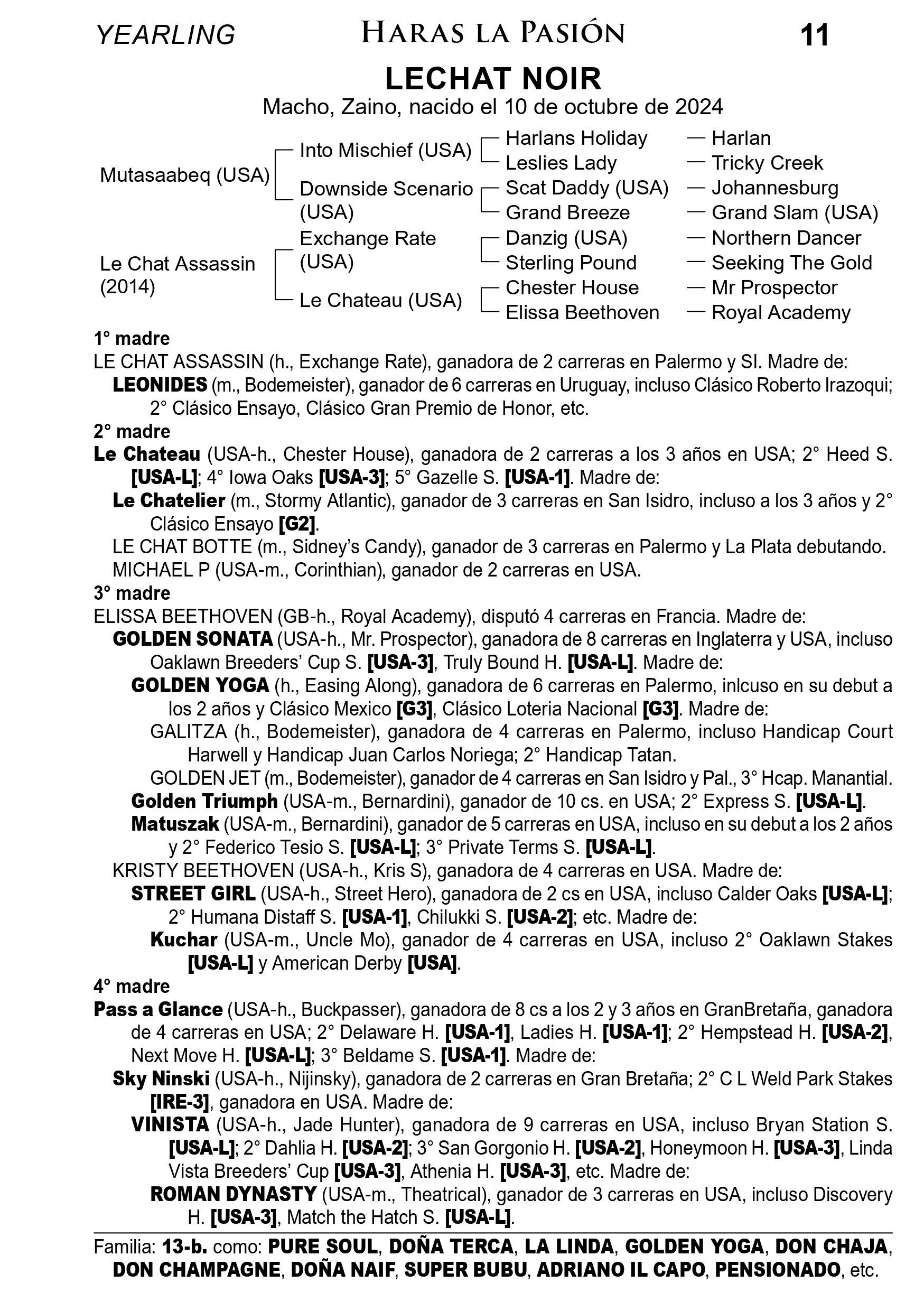 Pedigree LECHAT NOIR