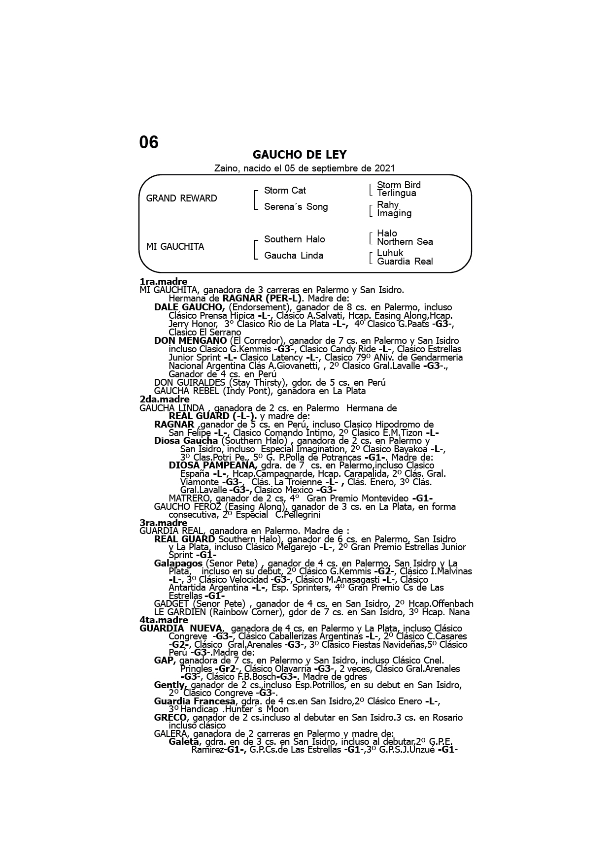Pedigree GAUCHO DE LEY