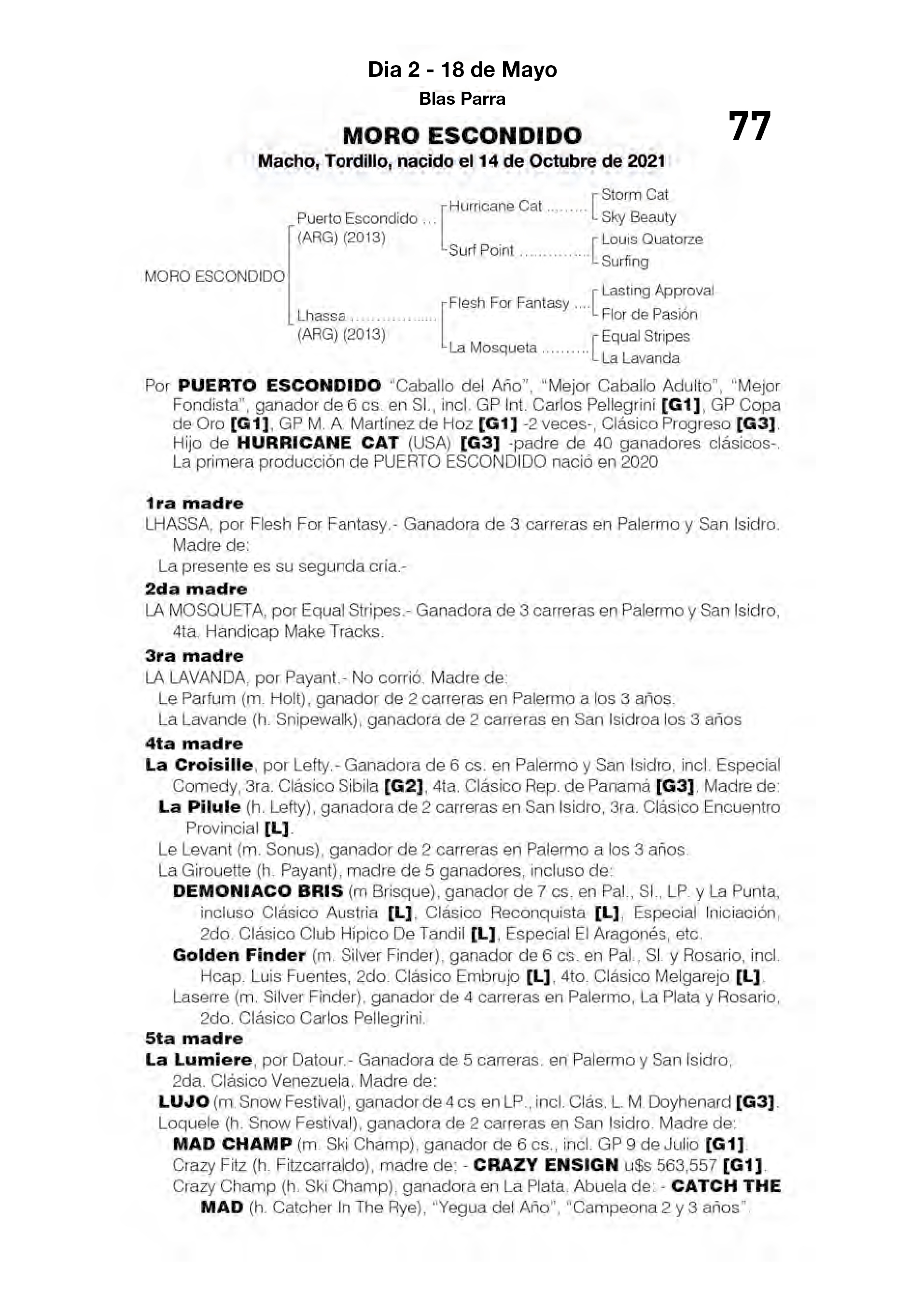 Pedigree MORO ESCONDIDO