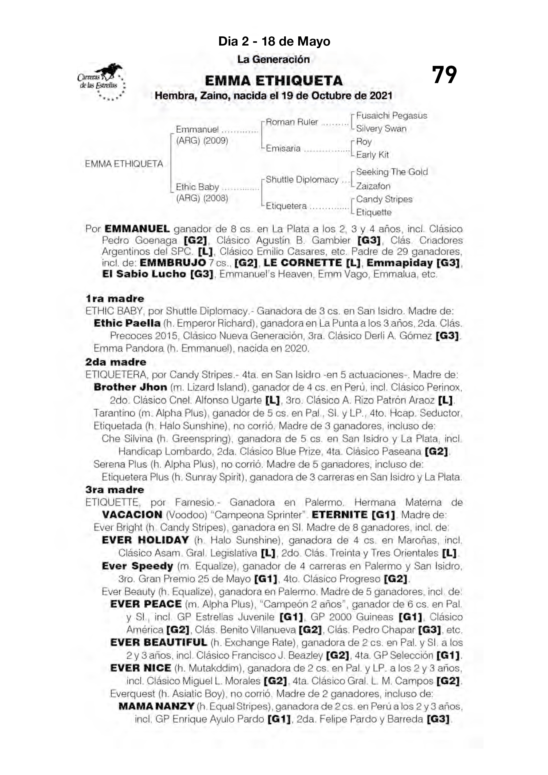 Pedigree EMMA ETHIQUETA