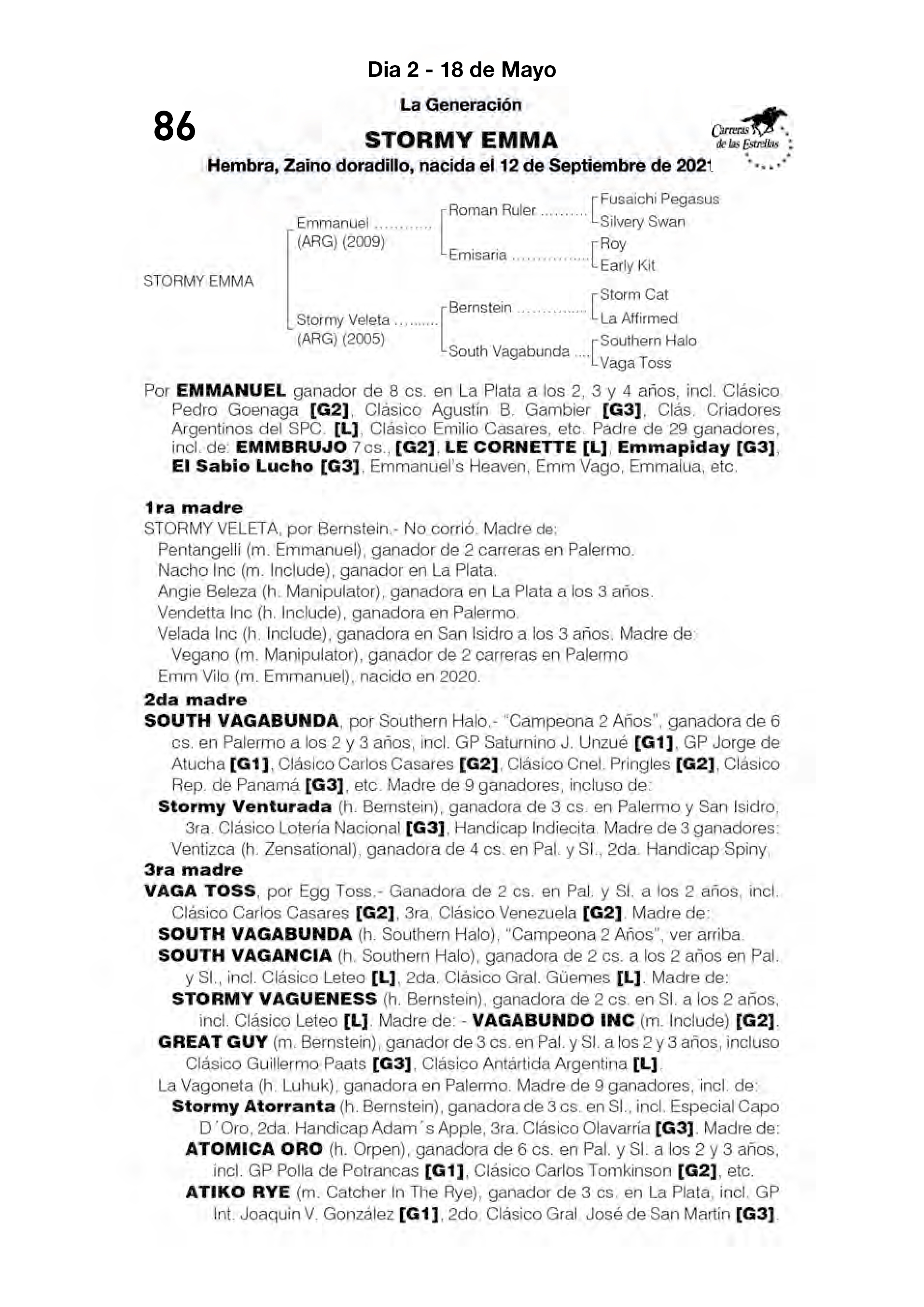 Pedigree STORMY EMMA