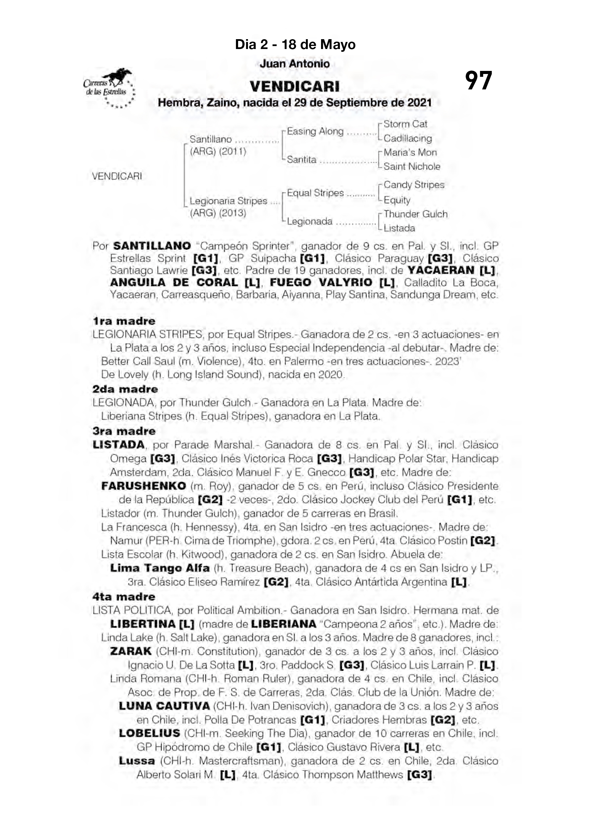 Pedigree VENDICARI