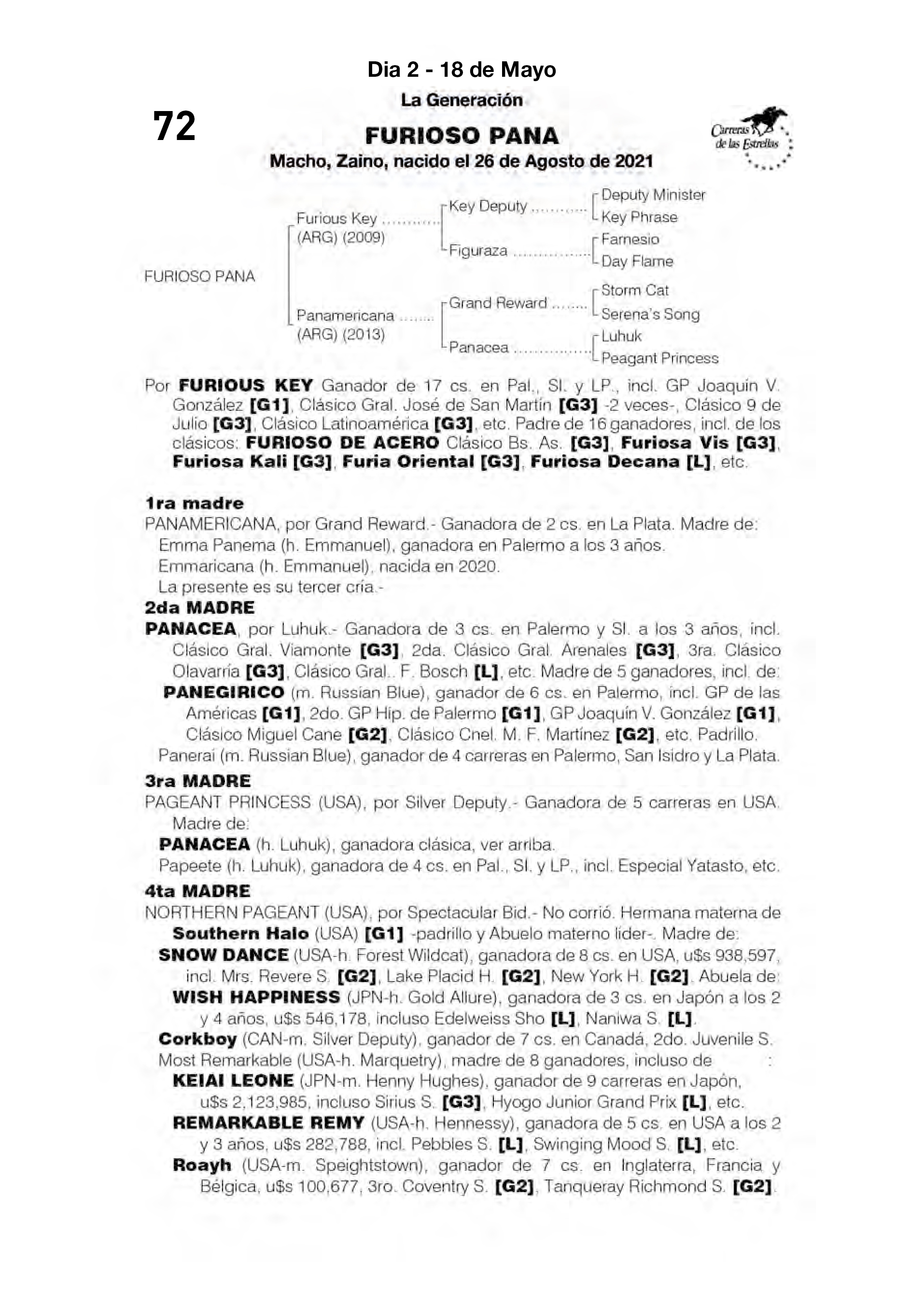 Pedigree FURIOSO PANA