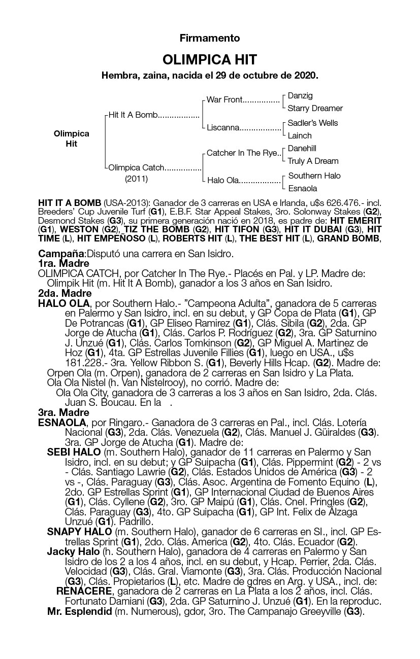 Pedigree OLIMPICA HIT