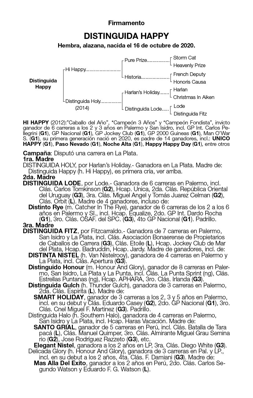Pedigree DISTINGUIDA HAPPY
