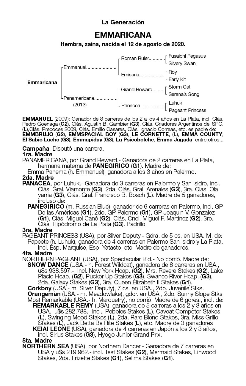 Pedigree EMMARICANA