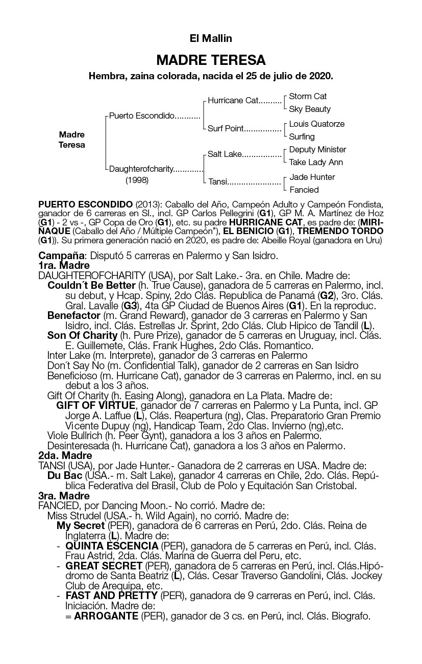 Pedigree MADRE TERESA