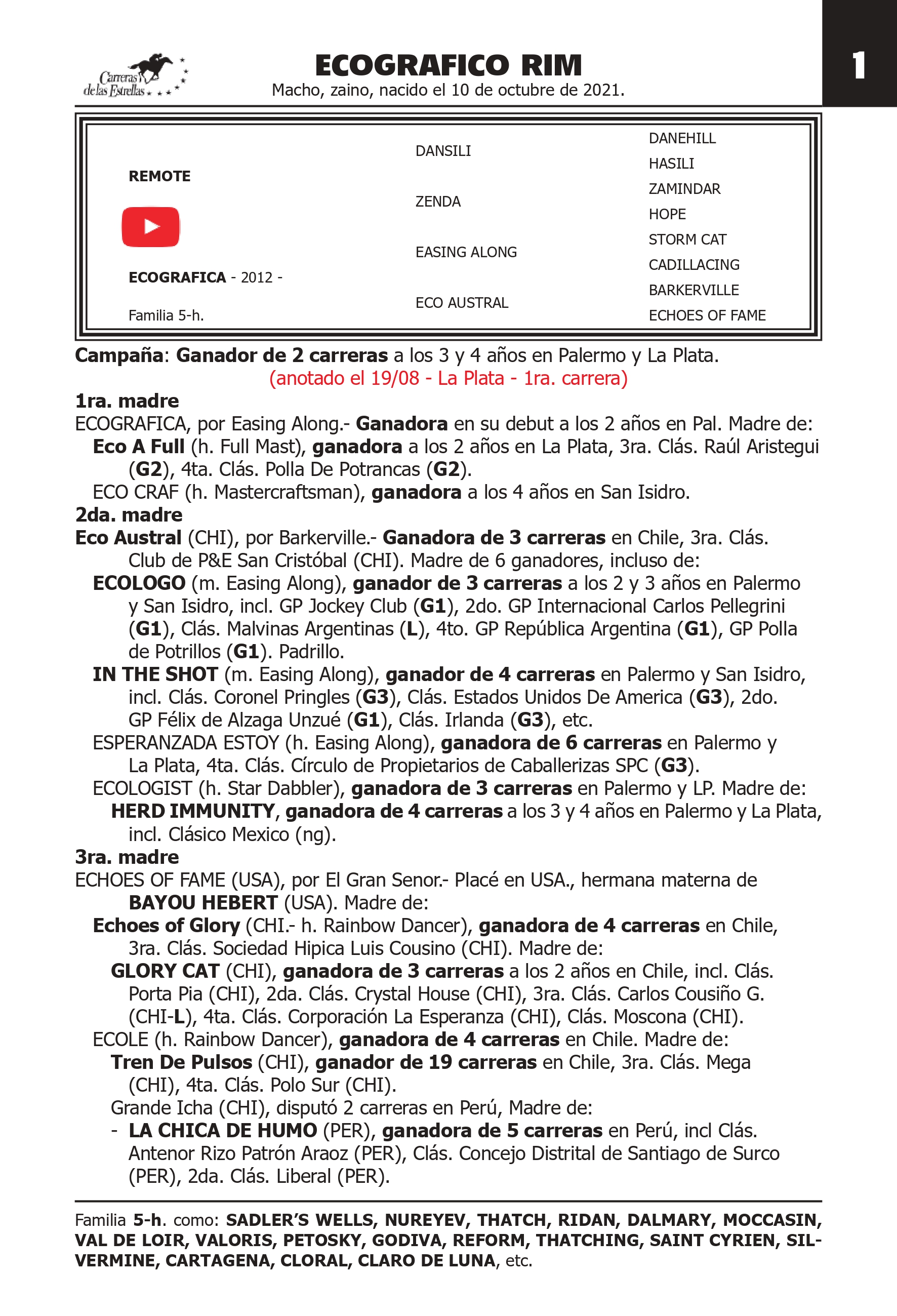 Pedigree ECOGRAFICO RIM