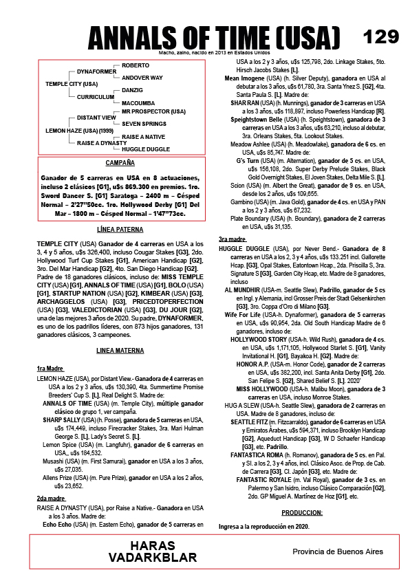 Pedigree ANNALS OF TIME