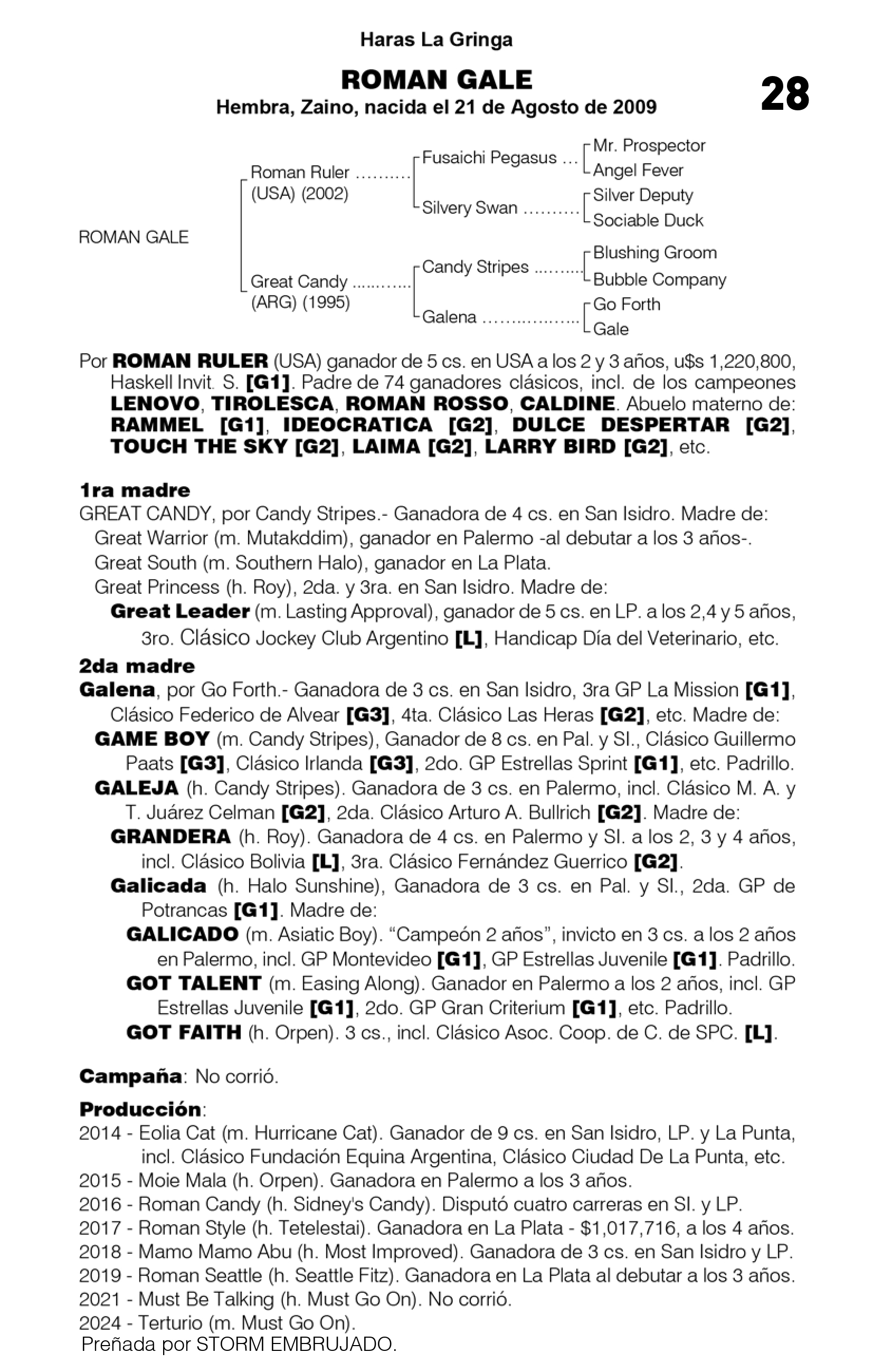Pedigree ROMAN GALE