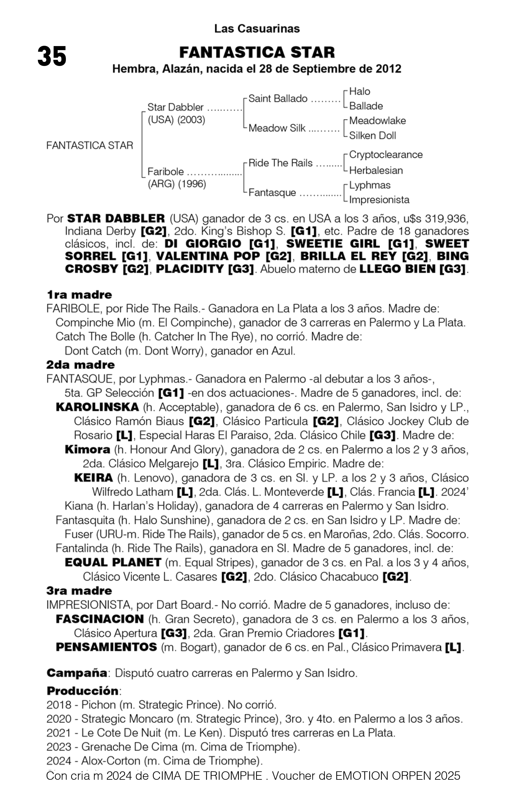 Pedigree FANTASTICA STAR